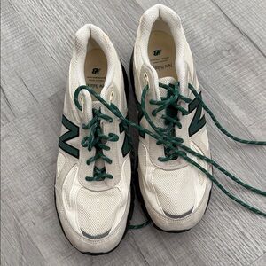 New Balance Cream and Green Athletic Shoes